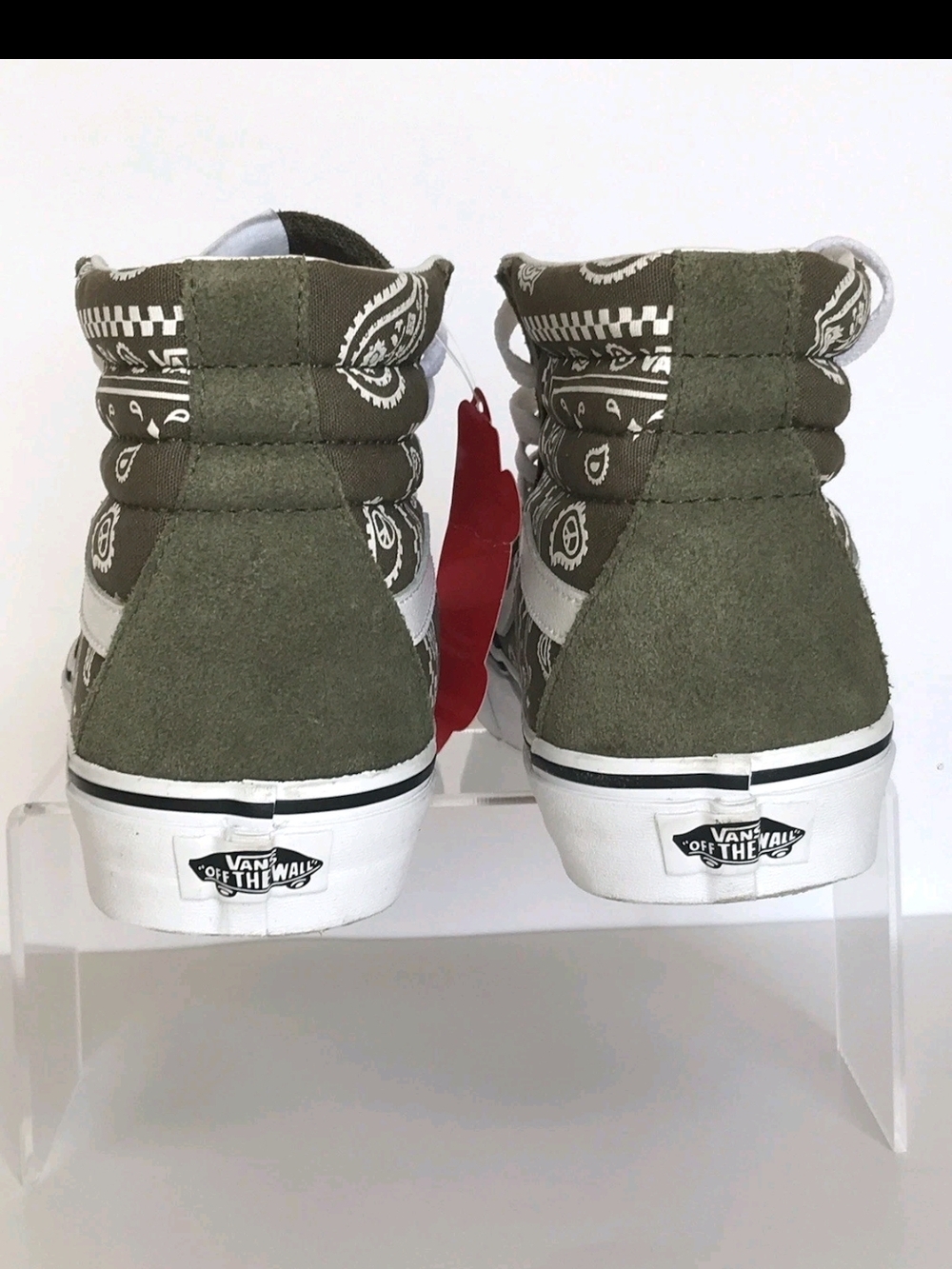 Vans Peace Paisley Sk8-Hi Olive Green Suede & Canvas Old Skool Men's size 7.5 - Picture 7 of 15